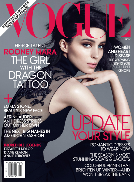 Cover Girl: Rooney Mara Shows Off Her 'Dragon Tattoo' for VOGUE!